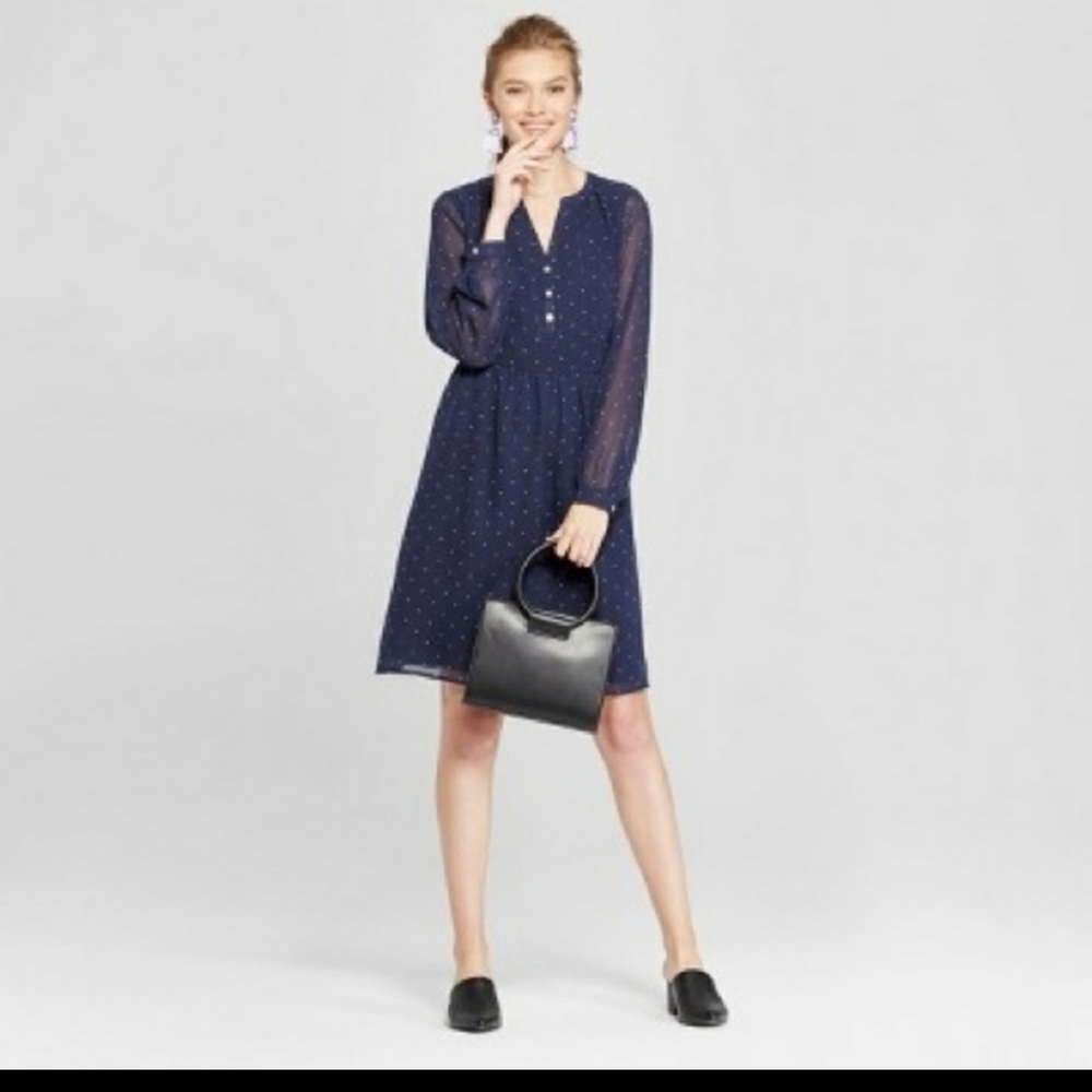 Navy polkadot dress